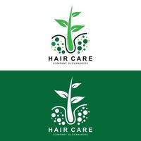 logotipo de cuidados com o cabelo, design de camada de couro cabeludo, ilustração de marca de salão de saúde vetor