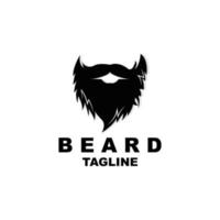 design de logotipo de barba, vetor de cabelo de aparência masculina, design de estilo de barbearia masculina