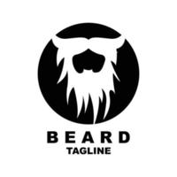 design de logotipo de barba, vetor de cabelo de aparência masculina, design de estilo de barbearia masculina