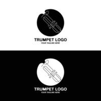 design de logotipo de trompete, gerar melodia, ilustração de esboço de vetor de instrumento musical