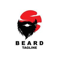 design de logotipo de barba, vetor de cabelo de aparência masculina, design de estilo de barbearia masculina