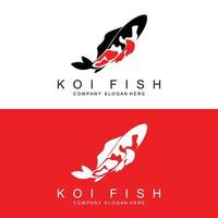 design de logotipo de peixe koi, vetor de peixes ornamentais, produto de marca de ilustração de ornamento de aquário