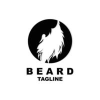 design de logotipo de barba, vetor de cabelo de aparência masculina, design de estilo de barbearia masculina