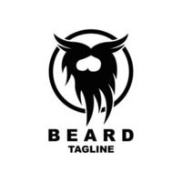 design de logotipo de barba, vetor de cabelo de aparência masculina, design de estilo de barbearia masculina