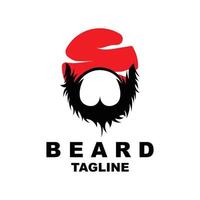 design de logotipo de barba, vetor de cabelo de aparência masculina, design de estilo de barbearia masculina