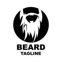 design de logotipo de barba, vetor de cabelo de aparência masculina, design de estilo de barbearia masculina