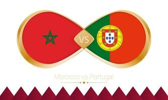 ícone dourado de marrocos contra portugal para a partida de futebol 2022, quartas de final.