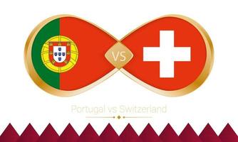 ícone dourado de portugal contra a suíça para a partida de futebol 2022, rodada de 16. vetor