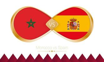 ícone dourado de Marrocos contra Espanha para a partida de futebol 2022, rodada de 16.
