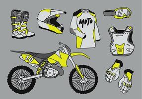 Motocross Starter Pack Doodle Ilustração vetorial