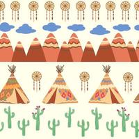 padrão de tenda. ilustração de tenda de verão nativo americano wigwam. padrão de fundo indiano. vetor