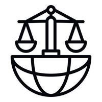 ícone da justiça global, estilo de estrutura de tópicos vetor