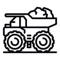 ícone de caminhão basculante de carvão, estilo de estrutura de tópicos vetor