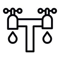 ícone de torneira de água dupla, estilo de estrutura de tópicos vetor
