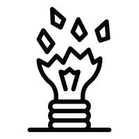 ícone de lâmpada rachada, estilo de estrutura de tópicos vetor