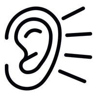 ícone de escuta de ouvido, estilo de estrutura de tópicos vetor