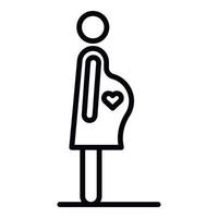 ícone de coração de mulher grávida, estilo de estrutura de tópicos vetor
