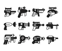 conjunto de ícones de blaster e arma de espaço vetor