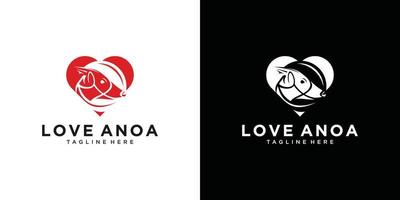 modelo de design de logotipo de amor anoa vetor