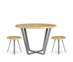 conjunto isolado de mesa de madeira redonda e cadeiras circulares vetor