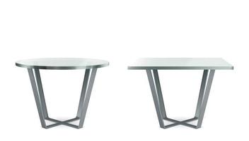 mesas modernas com tampo de vidro redondo e quadrado vetor