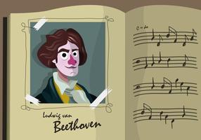 Beethoven Cartoon Portrait Ilustração vetorial vetor