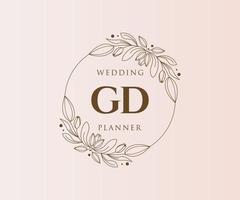 gd letras iniciais coleção de logotipos de monograma de casamento, modelos minimalistas e florais modernos desenhados à mão para cartões de convite, salve a data, identidade elegante para restaurante, boutique, café em vetor