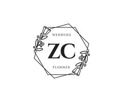 logo feminino inicial zc. utilizável para logotipos de natureza, salão, spa, cosméticos e beleza. elemento de modelo de design de logotipo de vetor plana.