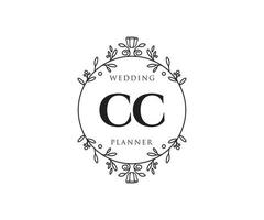 coleção de logotipos de monograma de casamento de letras iniciais cc, modelos modernos minimalistas e florais desenhados à mão para cartões de convite, salve a data, identidade elegante para restaurante, boutique, café em vetor