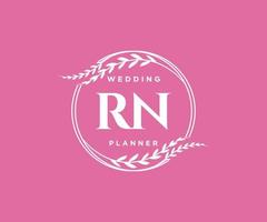 coleção de logotipos de monograma de casamento de letra inicial rn, modelos modernos minimalistas e florais desenhados à mão para cartões de convite, salve a data, identidade elegante para restaurante, boutique, café em vetor