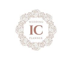 coleção de logotipos de monograma de casamento de carta de iniciais ic, modelos modernos minimalistas e florais desenhados à mão para cartões de convite, salve a data, identidade elegante para restaurante, boutique, café em vetor