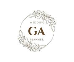 coleção de logotipos de monograma de casamento de carta inicial ga, modelos minimalistas e florais modernos desenhados à mão para cartões de convite, salve a data, identidade elegante para restaurante, boutique, café em vetor