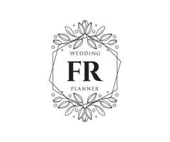 fr coleção de logotipos de monograma de casamento de letras iniciais, modelos minimalistas e florais modernos desenhados à mão para cartões de convite, salve a data, identidade elegante para restaurante, boutique, café em vetor