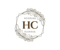 coleção de logotipos de monograma de casamento de letras iniciais hc, modelos modernos minimalistas e florais desenhados à mão para cartões de convite, salve a data, identidade elegante para restaurante, boutique, café em vetor