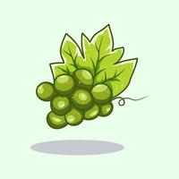 ilustração de desenhos animados desenhados à mão de uvas verdes frescas vetor