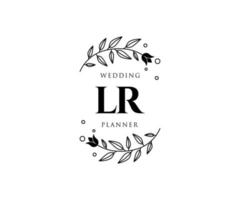 lr letras iniciais coleção de logotipos de monograma de casamento, modelos modernos minimalistas e florais desenhados à mão para cartões de convite, salve a data, identidade elegante para restaurante, boutique, café em vetor