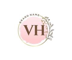 logo feminino inicial vh. utilizável para logotipos de natureza, salão, spa, cosméticos e beleza. elemento de modelo de design de logotipo de vetor plana.