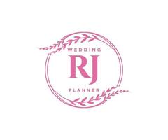 coleção de logotipos de monograma de casamento de carta inicial rj, modelos modernos minimalistas e florais desenhados à mão para cartões de convite, salve a data, identidade elegante para restaurante, boutique, café em vetor