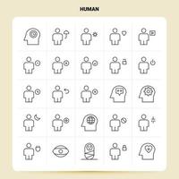 delinear 25 conjunto de ícones humanos design de estilo de linha de vetor ícones pretos conjunto de pictograma linear pacote de ideias de negócios móveis e web design ilustração vetorial