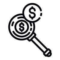 ícone de busca de dinheiro, estilo de estrutura de tópicos vetor