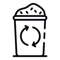 ícone de lata de lixo cheia, estilo de estrutura de tópicos vetor