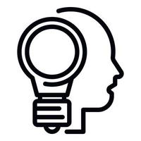 ícone de lâmpada e cabeça, estilo de estrutura de tópicos vetor