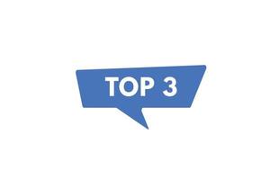 botão de texto top 3. os 3 principais botões da web de rótulo de ícone de sinal vetor
