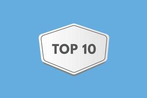 botão de texto top 10. os 10 principais botões da web de etiqueta de ícone de sinal vetor