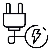 ícone de fio de plugue elétrico, estilo de estrutura de tópicos vetor
