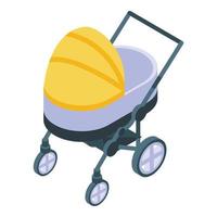 ícone de carrinho de bebê, estilo isométrico vetor