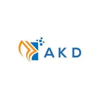 design de logotipo de contabilidade de reparo de crédito akd em fundo branco. conceito de logotipo de carta de gráfico de crescimento de iniciais criativas akd. design de logotipo de finanças de negócios akd. vetor