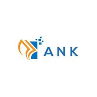 design de logotipo de contabilidade de reparação de crédito ank em fundo branco. ank conceito de logotipo de carta de gráfico de crescimento de iniciais criativas. design de logotipo de finanças de negócios ank. vetor