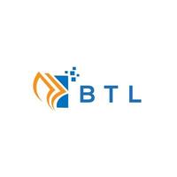 design de logotipo de contabilidade de reparo de crédito btl em fundo branco. conceito de logotipo de carta de gráfico de crescimento de iniciais criativas btl. design de logotipo de finanças de negócios btl. vetor