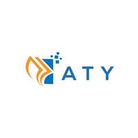 design de logotipo de contabilidade de reparação de crédito aty em fundo branco. conceito criativo do logotipo da letra do gráfico de crescimento das iniciais aty. design de logotipo de finanças de negócios aty. vetor